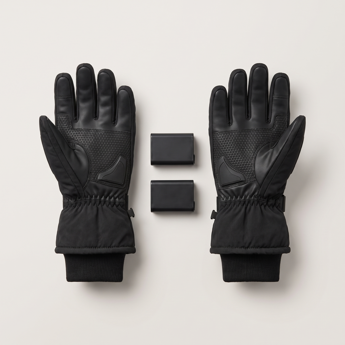 Heated gloves palm side with two rechargeable batteries