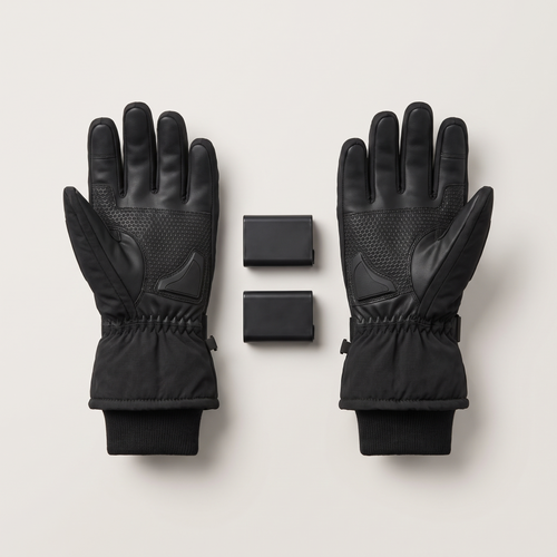 Heated gloves palm side with two rechargeable batteries