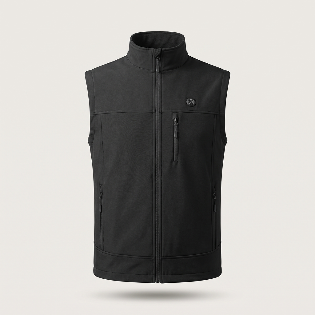 ALOVSTEIN Heated Vest in black, front view
